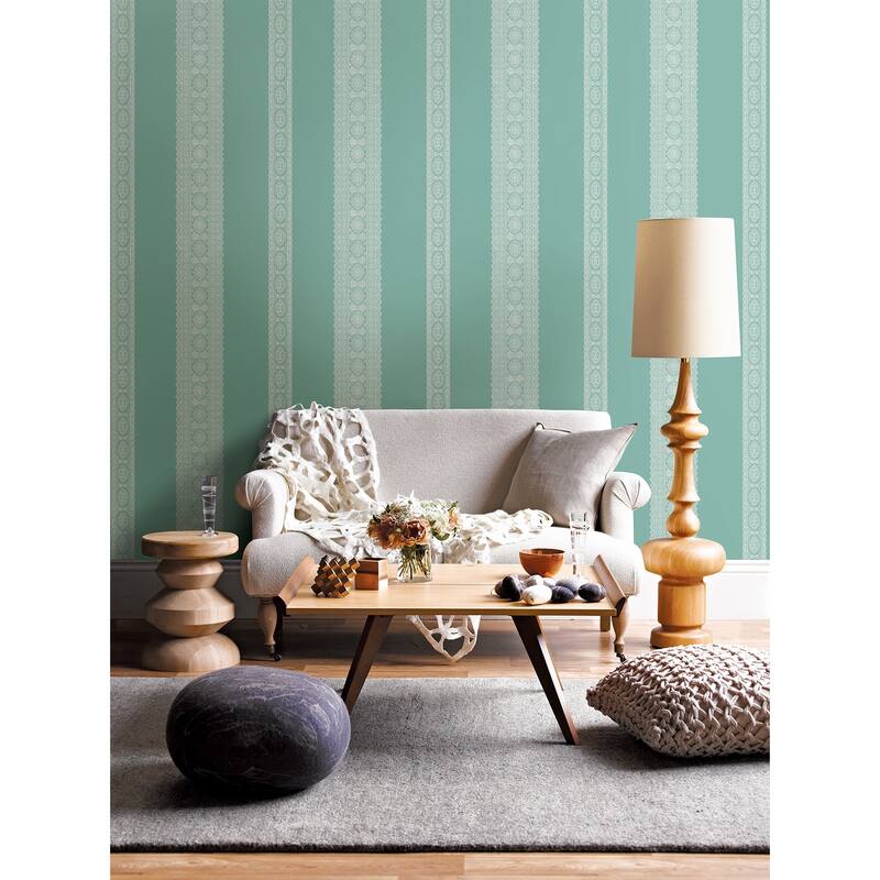 A-Street Prints Brynn Turquoise Paisley Stripe Wallpaper