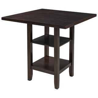 4 Person Square Wooden Counter Height Dining Table with Storage - Bed ...