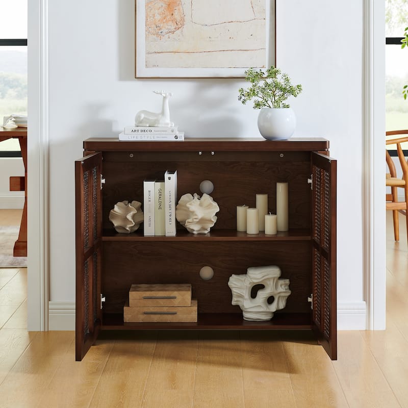 Mid Century Modern Rattan Sideboard Buffet Cabinet