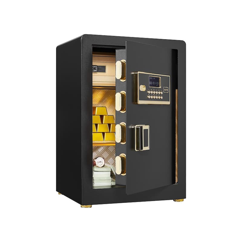 Solid Alloy Steel Office Hotel Home Safe, Security Digital Safes Box with Electronic Keypad, Spare Key, Smart Alert - Black