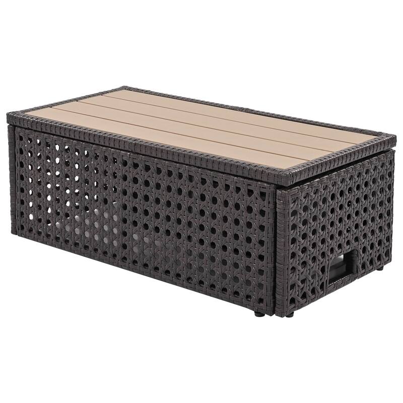 6-Piece Outdoor Patio Rattan Sectional Sofa Set with Adjustable Seat, Side Table, Coffee Table with Ice Bucket