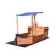 preview thumbnail 7 of 7, Pirate Ship Sandbox with Cover and Rudder, Wooden Sandbox with Storage Bench and Seat,Toy for Kids Ages 3-8 Years Old
