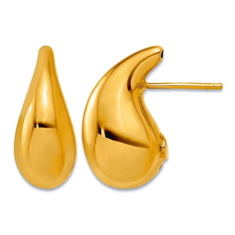 Curata Solid 18k Yellow Gold Italian 20x9.4mm Puffed Teardrop Dangle Earrings