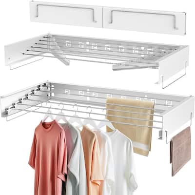Space-Saving Wall Mounted Laundry Drying Rack - 1.18"D x 41.33"W x 5"H