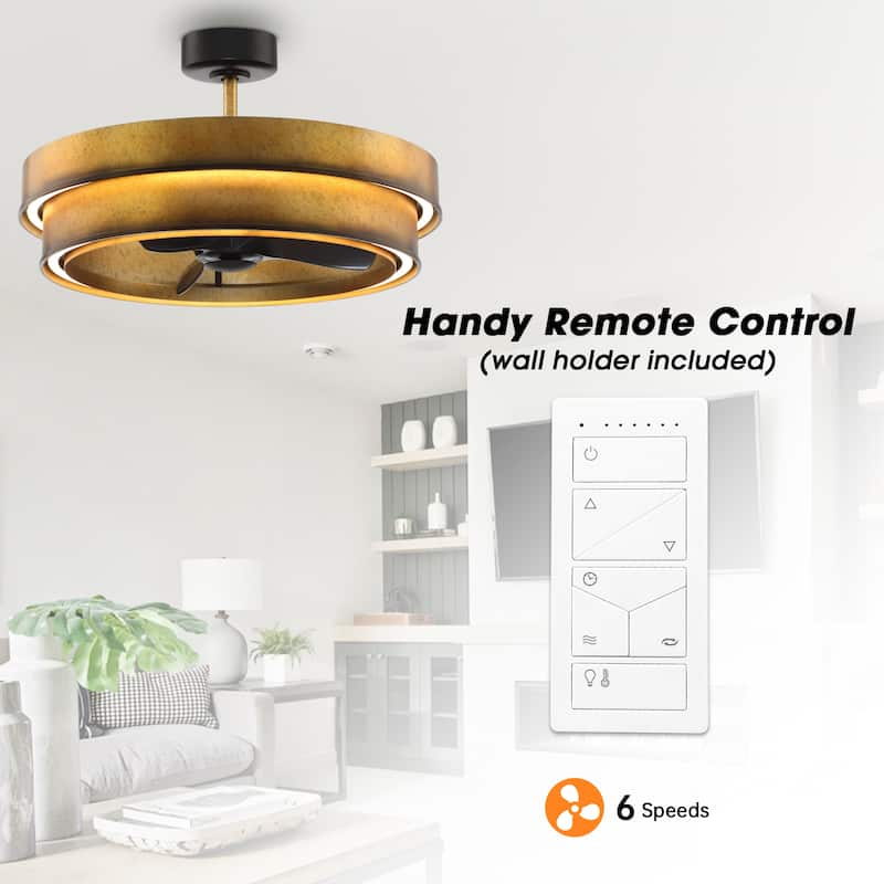 Perimost 31.5" Rustic 3-Blade Fandelier Dimmable Ceiling Fan with Light and Remote
