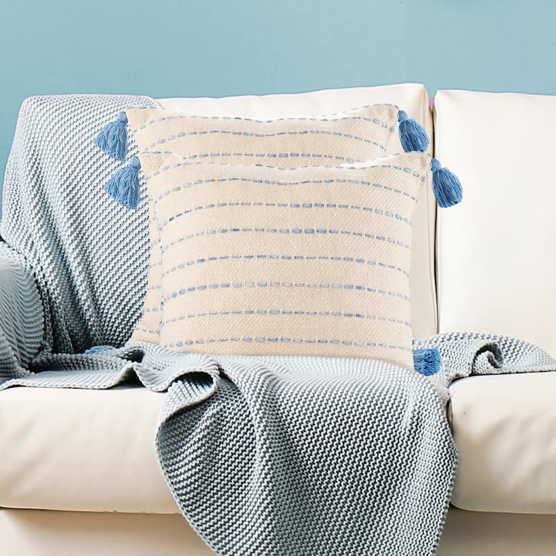 Sevita Striped Cotton Blend Throw Pillow, Set of 2