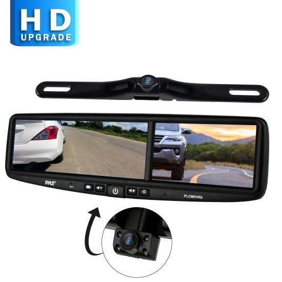 HD Vehicle Backup Camera System - DVR Dual Camera Rearview Mirror Video Recording, Waterproof Night Vision Cam, 1080p