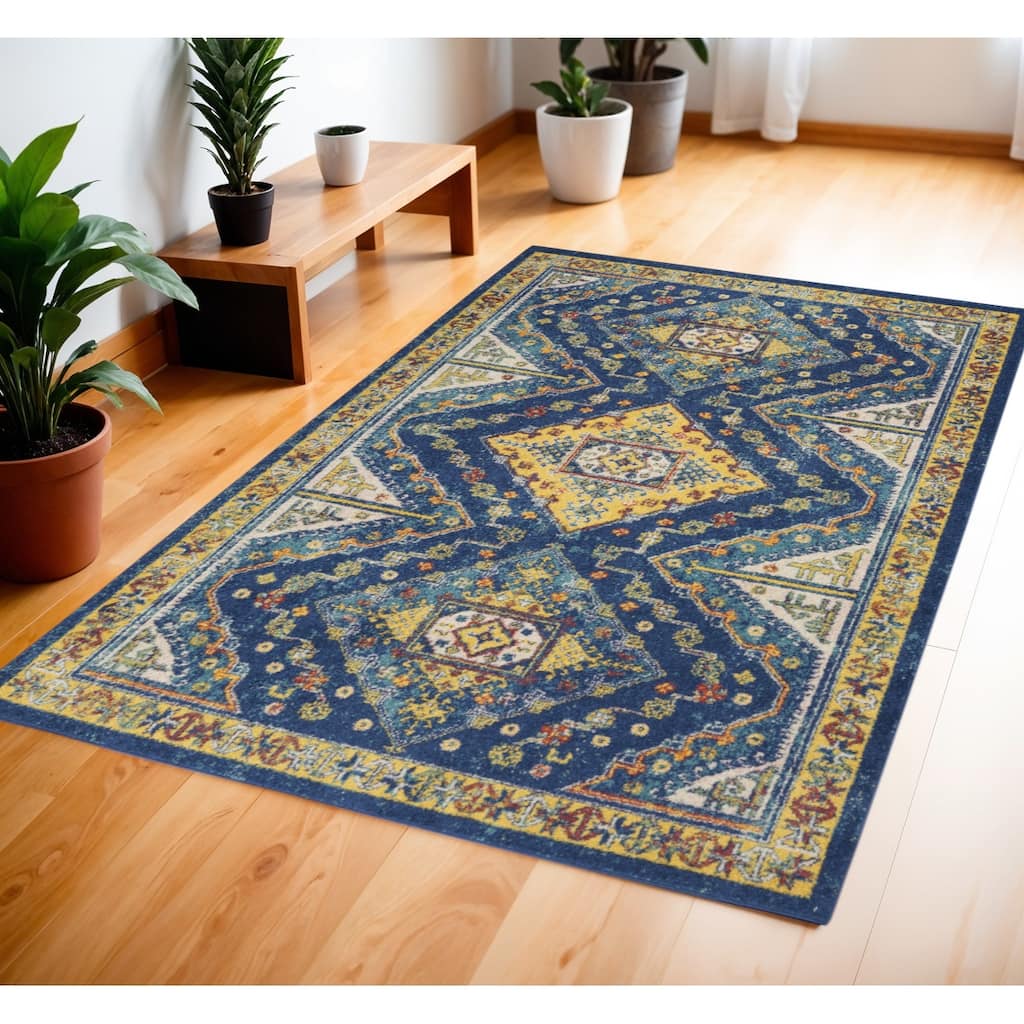Gamu Power Loomed Geometric Modern Low Pile Area Rug By HomeRoots - 72' X '48' X '0.25