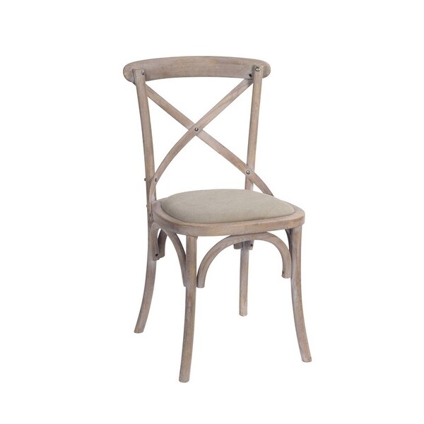 Set of 2 Brown Country Rustic Dusted Finished Padded Accented Wooden Chair 35” - N/A