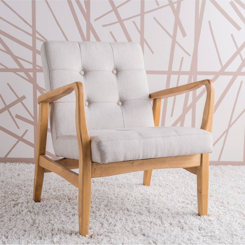Brayden Mid-Century Fabric Club Chair by Christopher Knight Home - beige