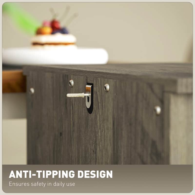 HOMCOM 2 Drawer Vertical File Cabinet with Silent Slides,Farmhouse Filing Cabinet with Barn Doors for A4/Letter Size