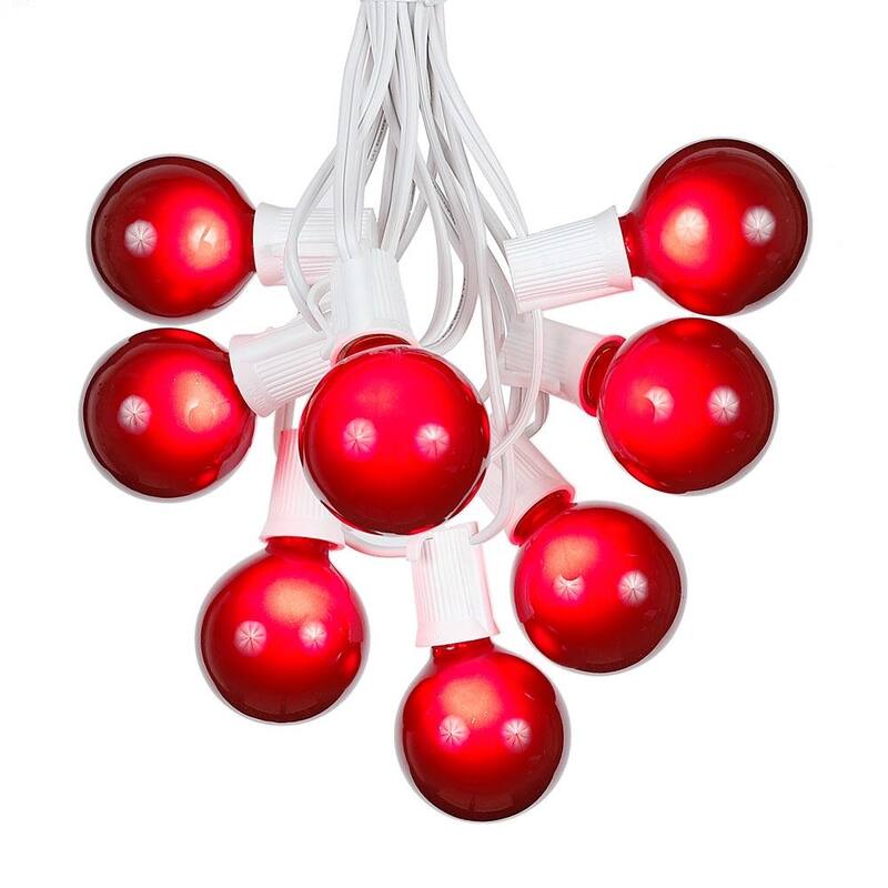 25 Foot G50 Outdoor Globe Patio String Lights - Set of 25 G50 Globe Bulbs - Red