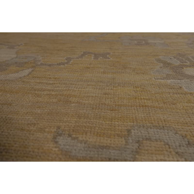 Hand Knotted Oriental 100% Wool Carpet Transitional All-Over Yellow & Gold Oushak Area Rug - 13' 6'' X 9' 10''