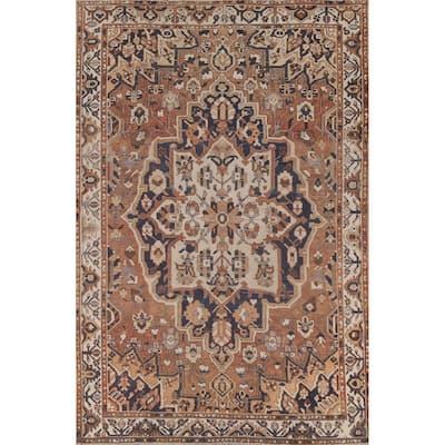 Orange Bakhtiari Persian Vintage Area Rug Handmade Wool Carpet - 7'0"x 10'4"