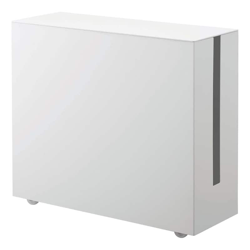 Yamazaki Home Rolling Cable Management Box, Steel, Wheels - L 15.75 x W 5.91 x H 13.58 inches - White
