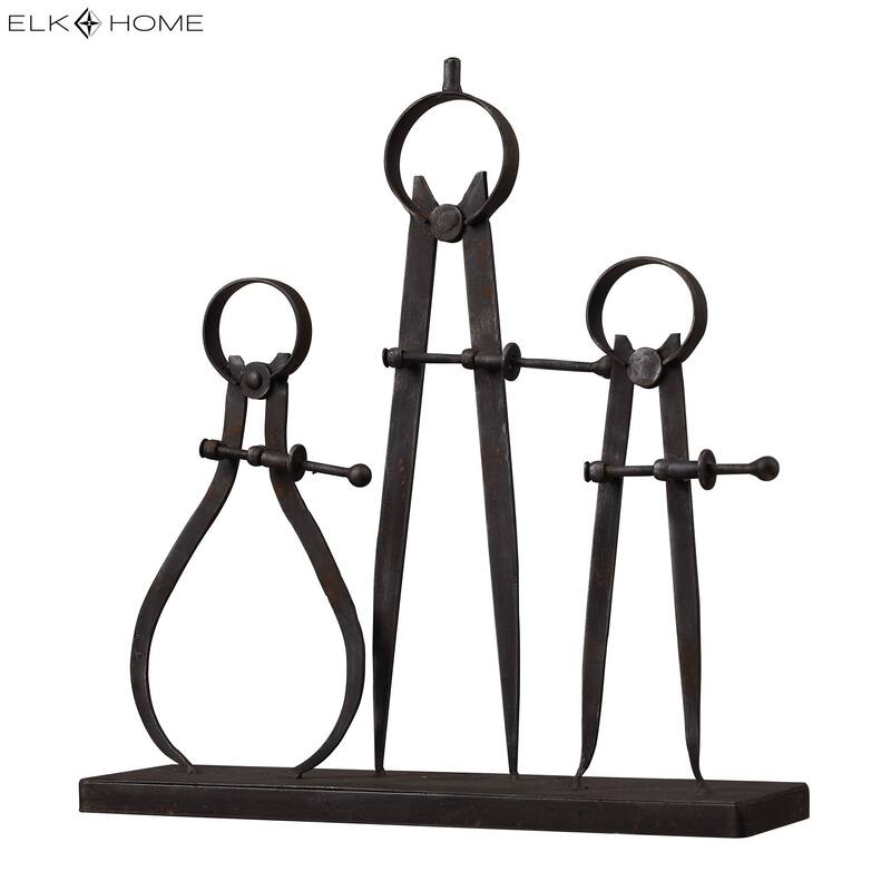 Elk Home Compass And Caliper Antique Black Metal Ornamental Accessory