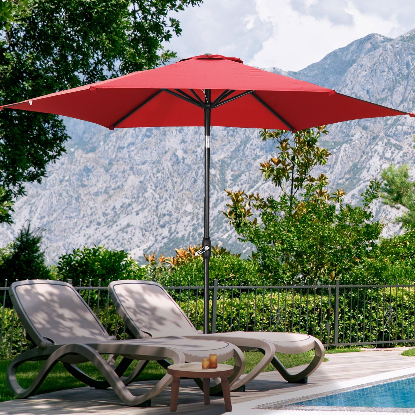 9 ft red patio umbrella Sunnyglade 9' Outdoor Table Umbrella with 8 Ribs or lounger. Formosa Covers Replacement Umbrella Canopy
