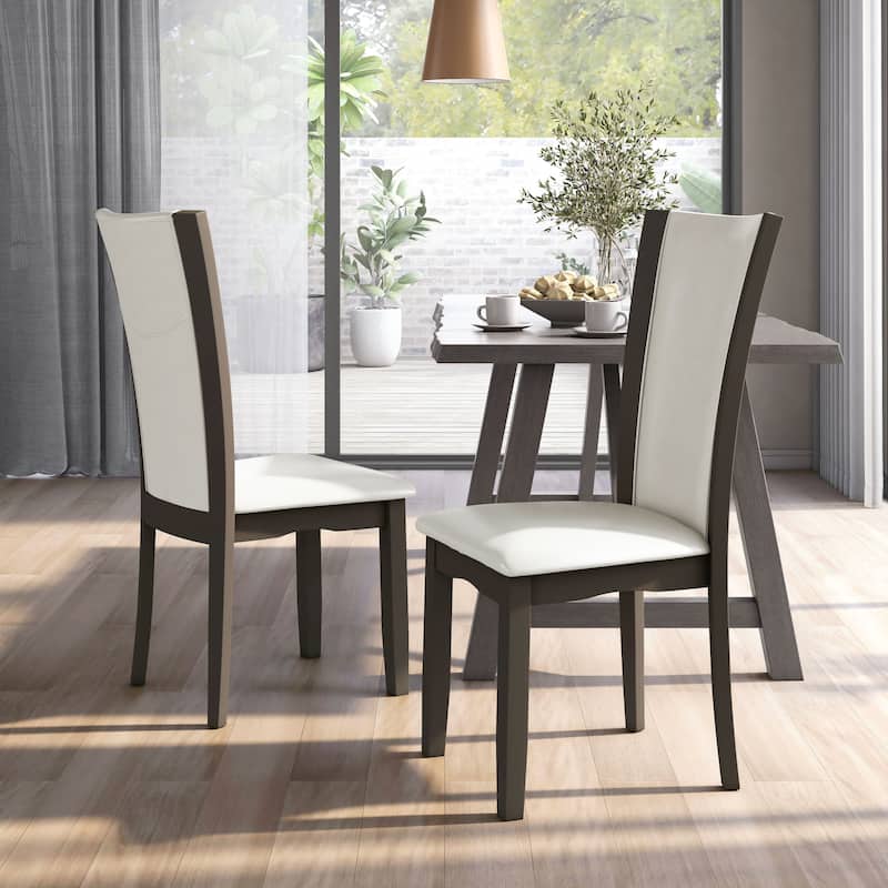Mario II Contemporary White Faux Leather Dining Chairs by Furniture of America (Set of 2)