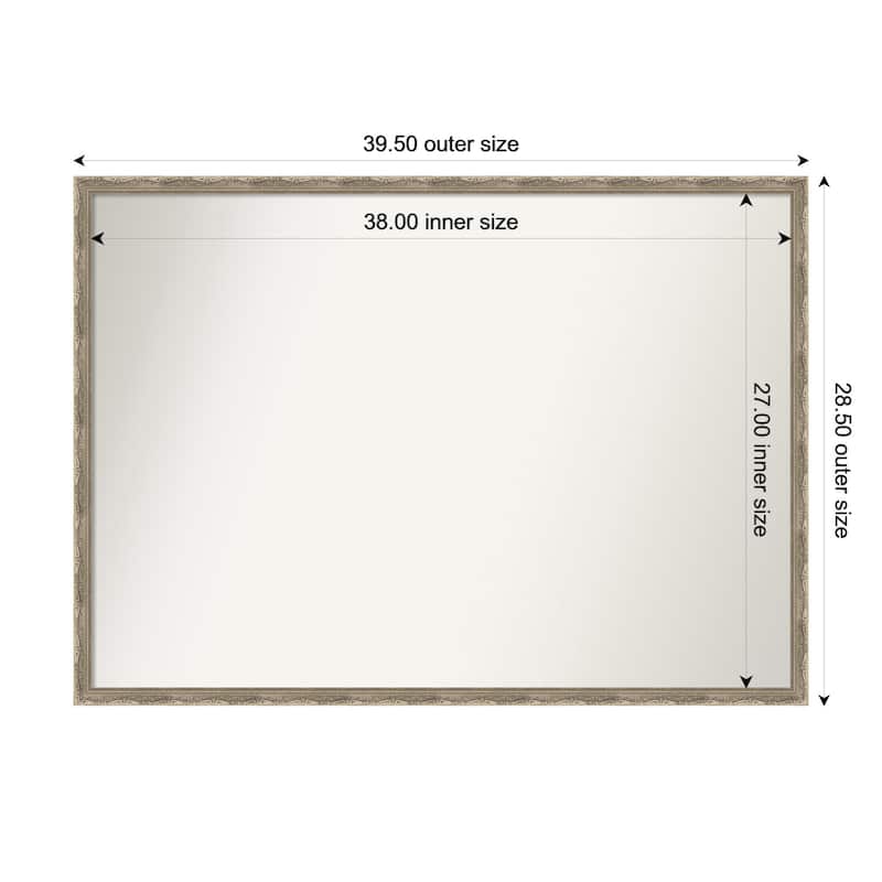 Mila Non-Beveled Wood Framed Wall Mirror - 40 x 29 in - Mila Dark Silver
