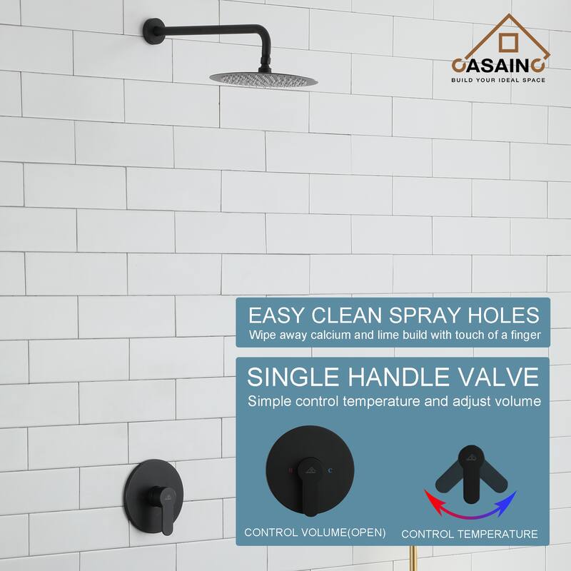 1-Spray Patterns with 1.8 GPM 10 in. Wall Mount Round Fixed Shower Head - 10 inch