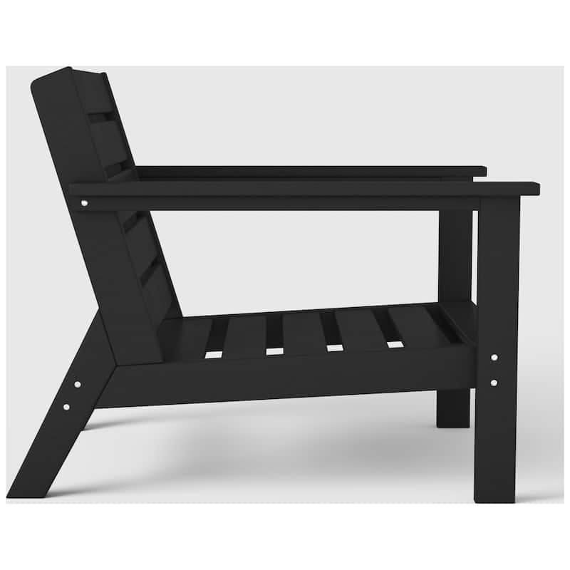 Birchwood All Weather HDPE Outdoor Patio Deep Seating Black Club Chair With Cushions (1-Piece)
