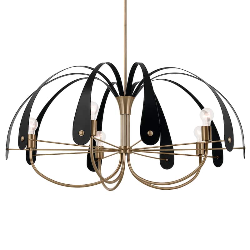 Kichler Lighting Petal 42.5 in. 5-Light Champagne Bronze with Black or White Accent Chandelier