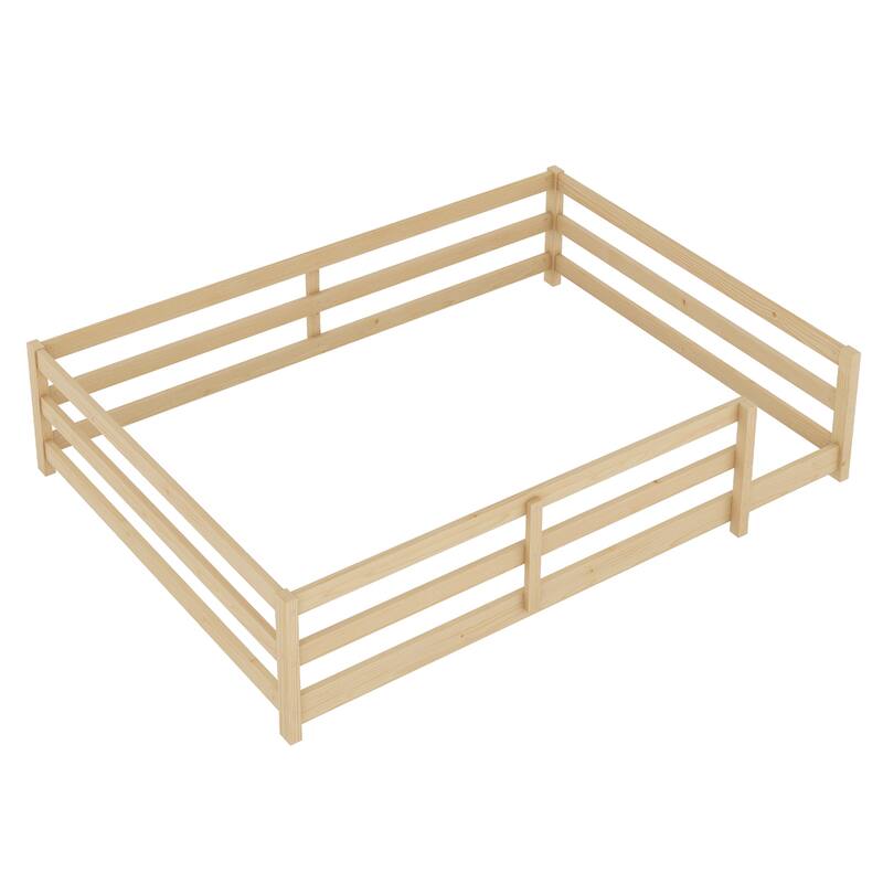Full Size Floor Bed, Montessori Floor Bed with Fence