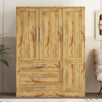 66.7''H 4 Door Wardrobe Armoire Closet with 3 Drawers - N/A