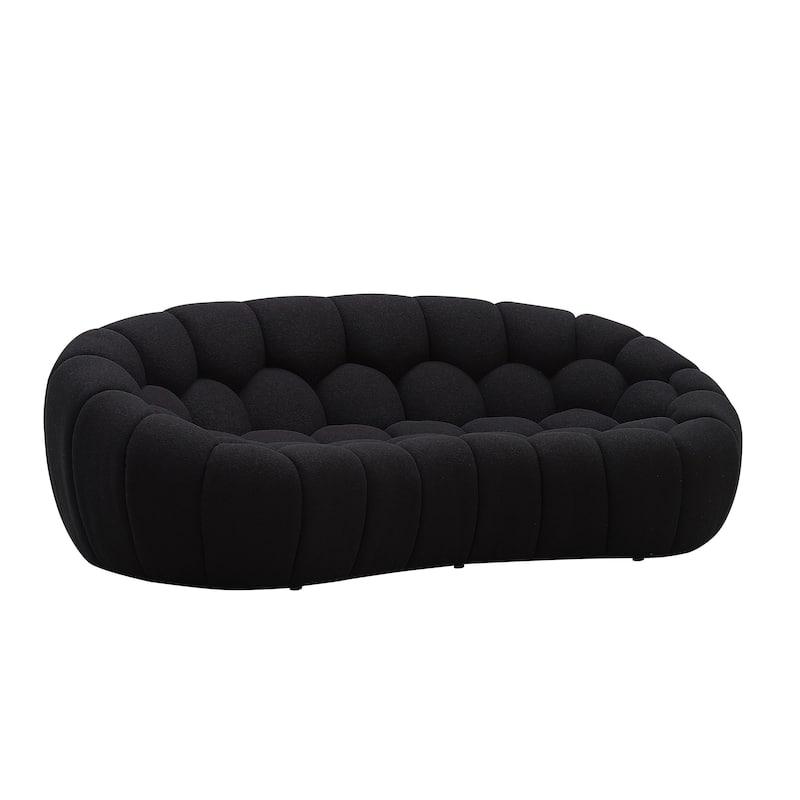 Divani Casa Yolonda Modern Curved Black Fabric Loveseat
