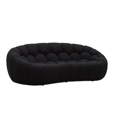 Divani Casa Yolonda Modern Curved Black Fabric Loveseat