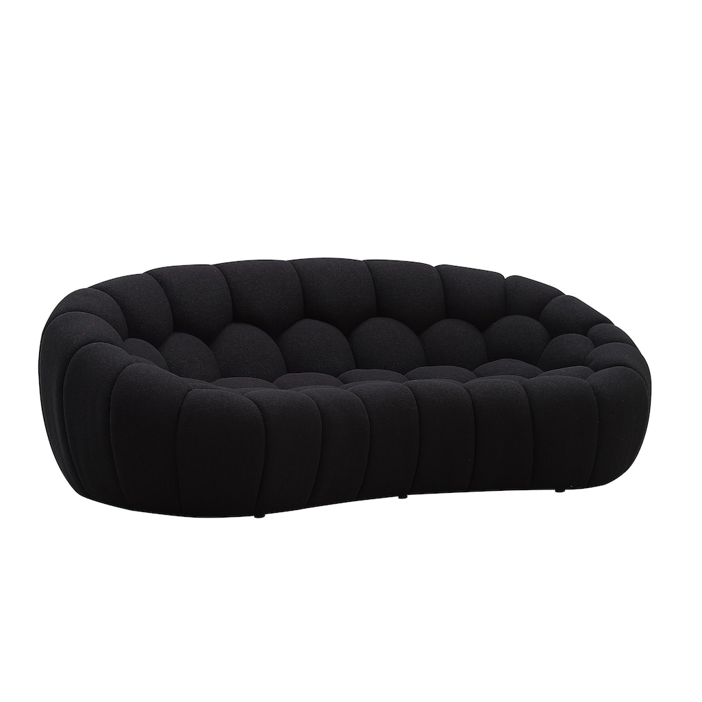 Divani Casa Yolonda Modern Curved Black Fabric Loveseat