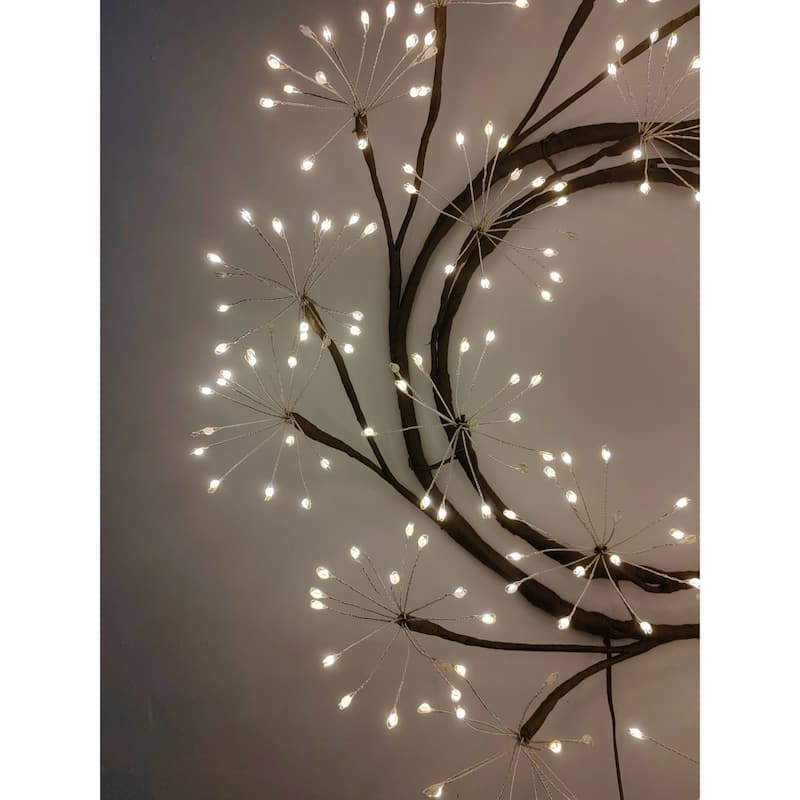 Pre-Lit LED Floral Branch Christmas Wreath - 23.5" - Warm White Lights