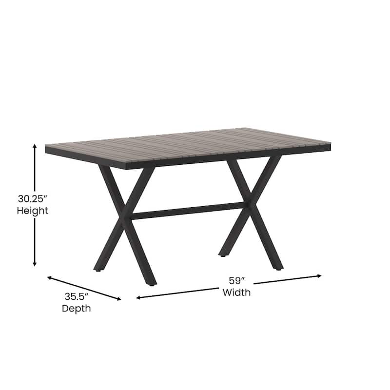 Commercial Grade Polyresin Slat Outdoor Patio Table