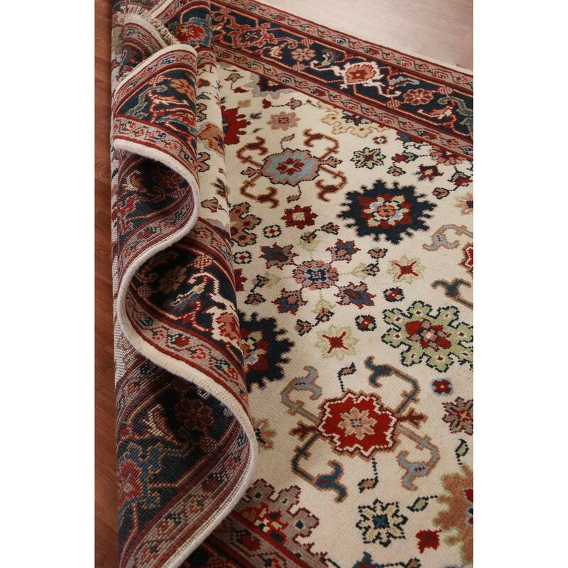 Hand Knotted Oriental 100% Wool Carpet Traditional Geometric Beige & Ivories Ziegler Area Rug - 9' 0'' X 6' 0''