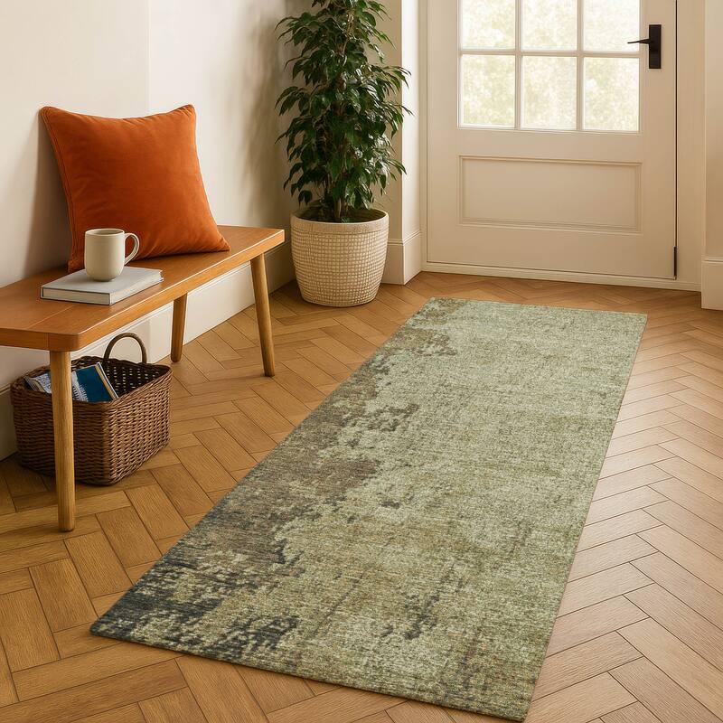 Premium Washable Super Soft Mayfield Rug - Olive - 2'3" x 7'6"