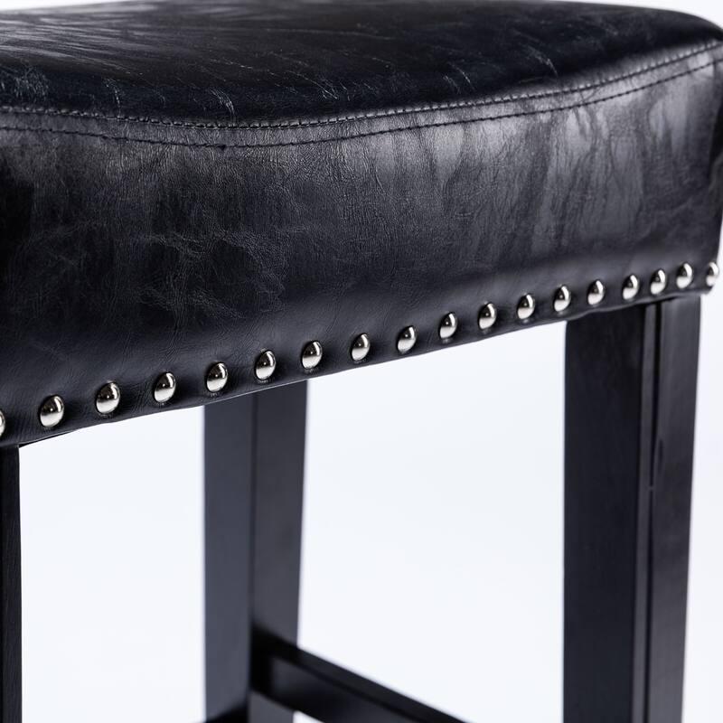 Counter Height Upholstered Bar Stools with Footrest Set of 2