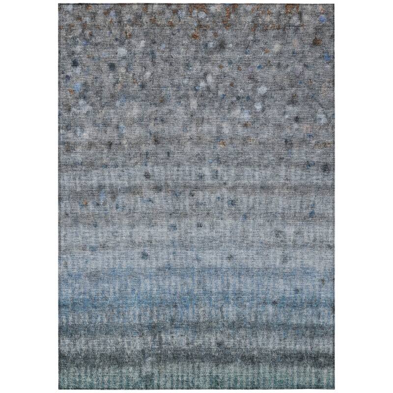 Machine Washable Indoor/ Outdoor Ombre Stripes Chantille Rug