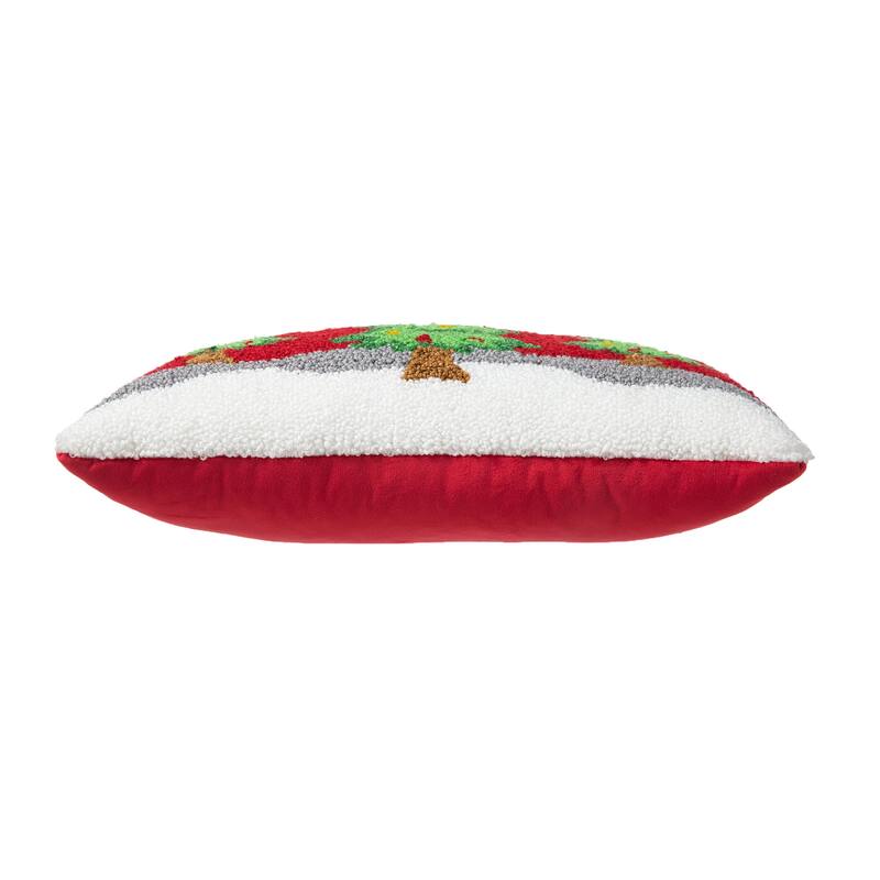 Glitzhome 18"L Hooked Bent Christmas Trees Throw Pillow