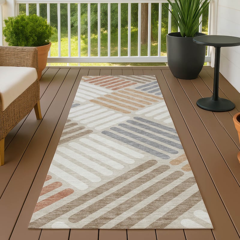 Machine Washable Indoor/ Outdoor Modern Weave Chantille Rug - Copper - 2'3" x 7'6"
