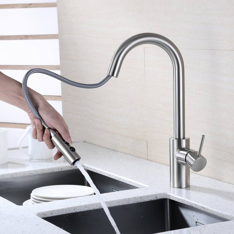 Luxier KTS21 Single Handle Pull Down Sprayer Kitchen Faucet