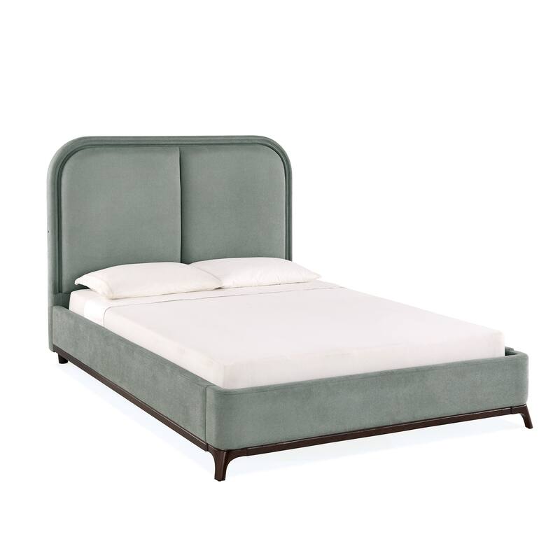 Tremont Curved LED Upholstered Platform Bed with Under-Bed Lighting by iNSPIRE Q Modern