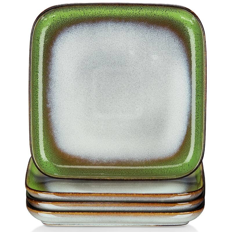 vancasso Stern Reactive Glaze Stoneware Dinnerware Set, Service for 4 - 4pc Dessert Plate - Fruit Green