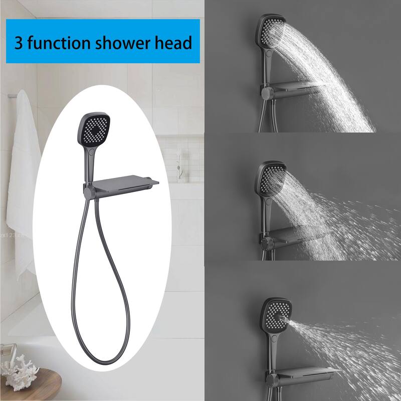 Modland 3-Function Shower System - Gunmetal/Matte Black, Bathtub Spout, 10-Grade Salt Spray