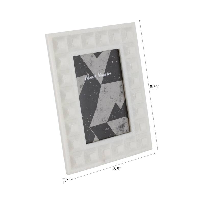 Resin Block Border Decorative Photo Frame - White