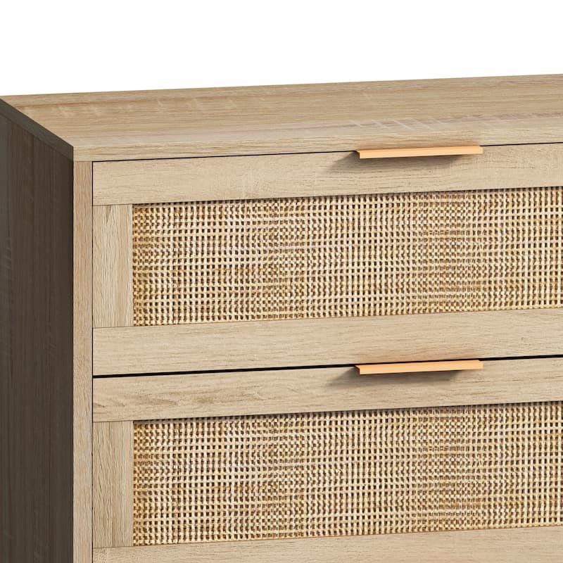 51.18" Rattan Storage Sideboard Cabinet with 6 Drawers - Brown
