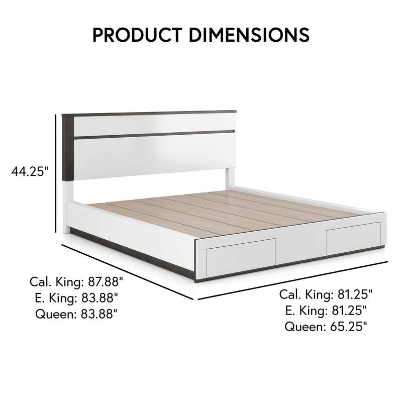 Furniture of America Conjira Modern 2-Piece White Wood Storage Bed and Nightstand Set