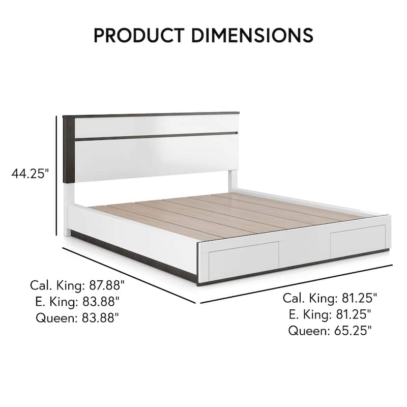 Furniture of America Conjira Modern White 2-Drawer Platform Bed