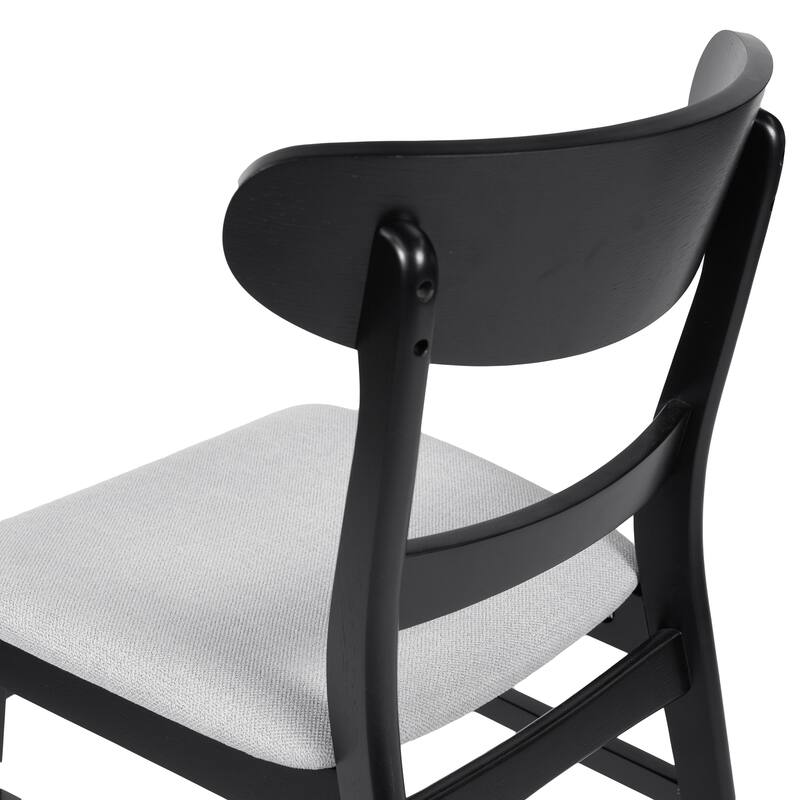 Mid-Century Modern 5-Piece Dining Set, Rubberwood Frame, One Table And 4 Upholstered Chairs