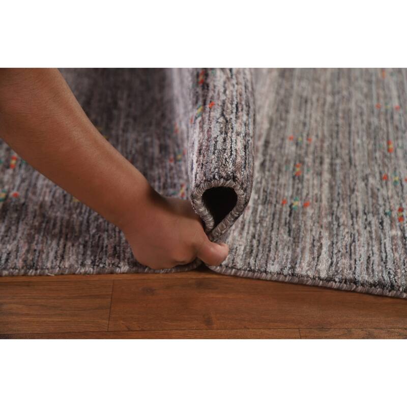 Striped Gabbeh Area Rug Handmade Tribal Wool Carpet - 7'9"x 9'9"
