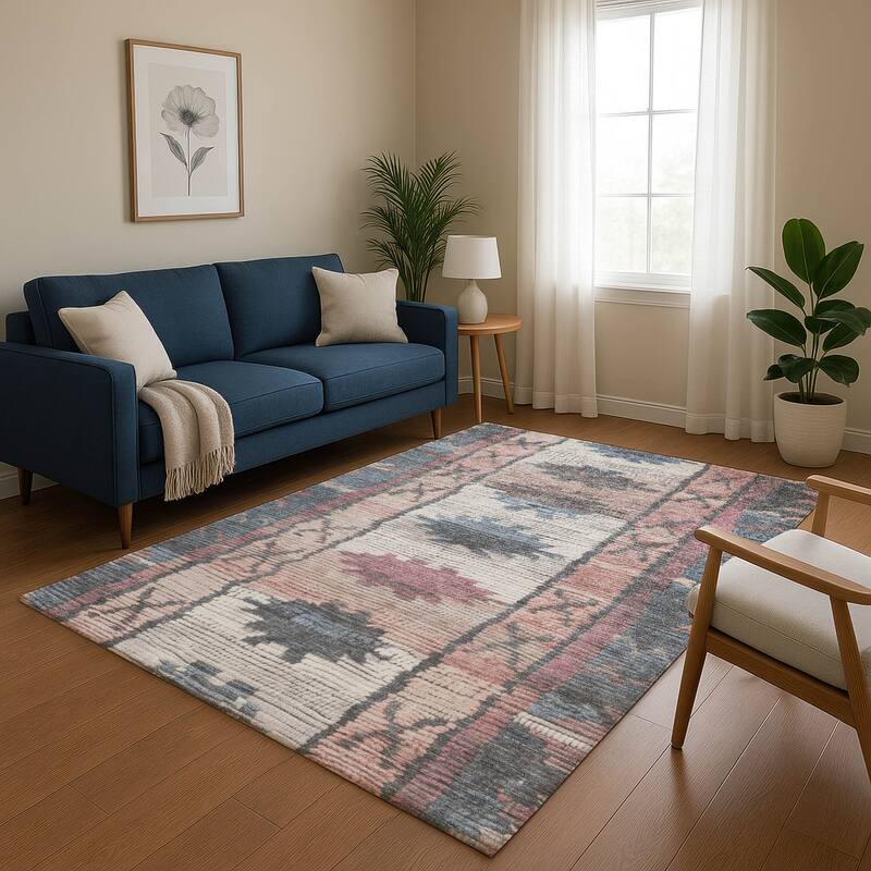 Premium Washable Super Soft Southwest Global Mayfield Rug - Denim - 5' x 7'6"
